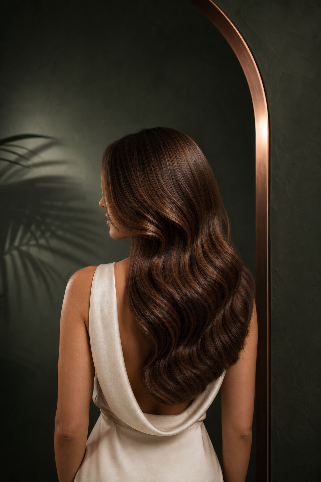 Glossy sculpted brunette waves